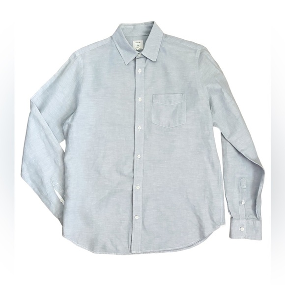 GAP Linen Cotton Light Grey Long Sleeves Button Up Down Dress Shirt Business M - Picture 4 of 8